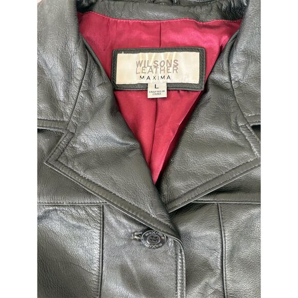 Wilsons Leather Vintage Women's Black Leather Jacket Size‎ L Mid-Length Vintage - Picture 2 of 4